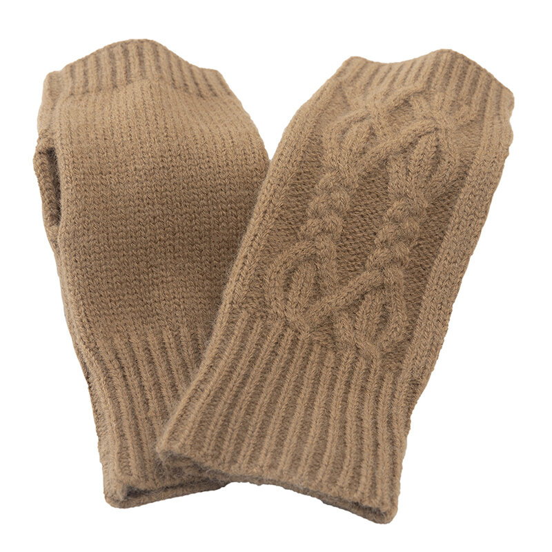 1Pair Autumn Winter Knitted Short Gloves Warm Wool Fingerless Wrist Gloves Arm Sleeves Hand Warmers Soft Mitten For Women Girls