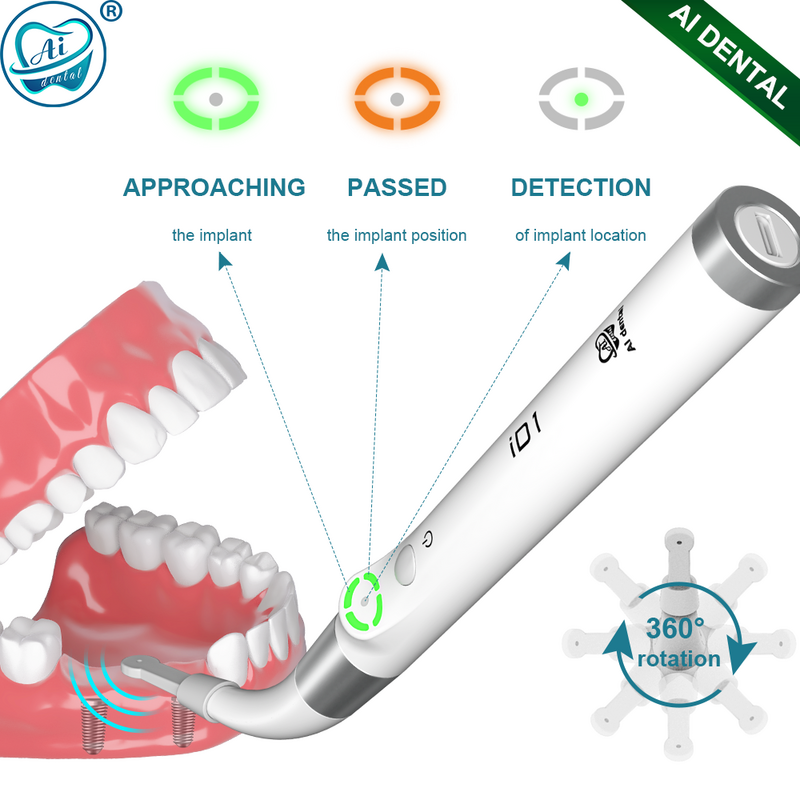 AI-ID1 gigi, penentu lokasi implan 360 derajat Sensor rotasi dengan 3 mode pemosisian tepat Sensor kedokteran gigi detektor lokalisasi