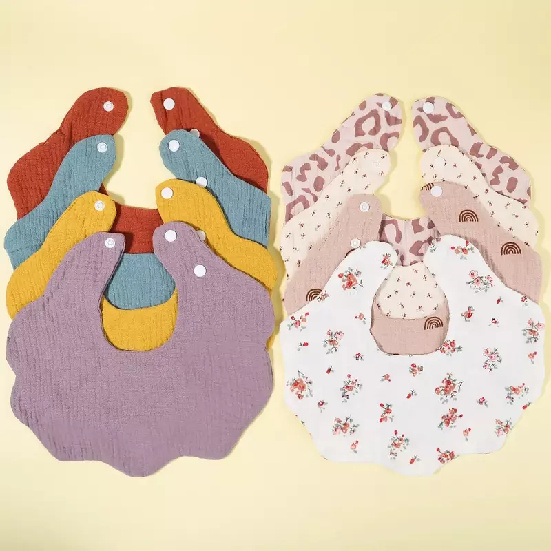 3Pcs/Set Printed Bibs for Kids Bows Headband SetNewborn Baby Cotton Saliva Towel Cute Falbala Bibs Soft Hair Accessories Gifts
