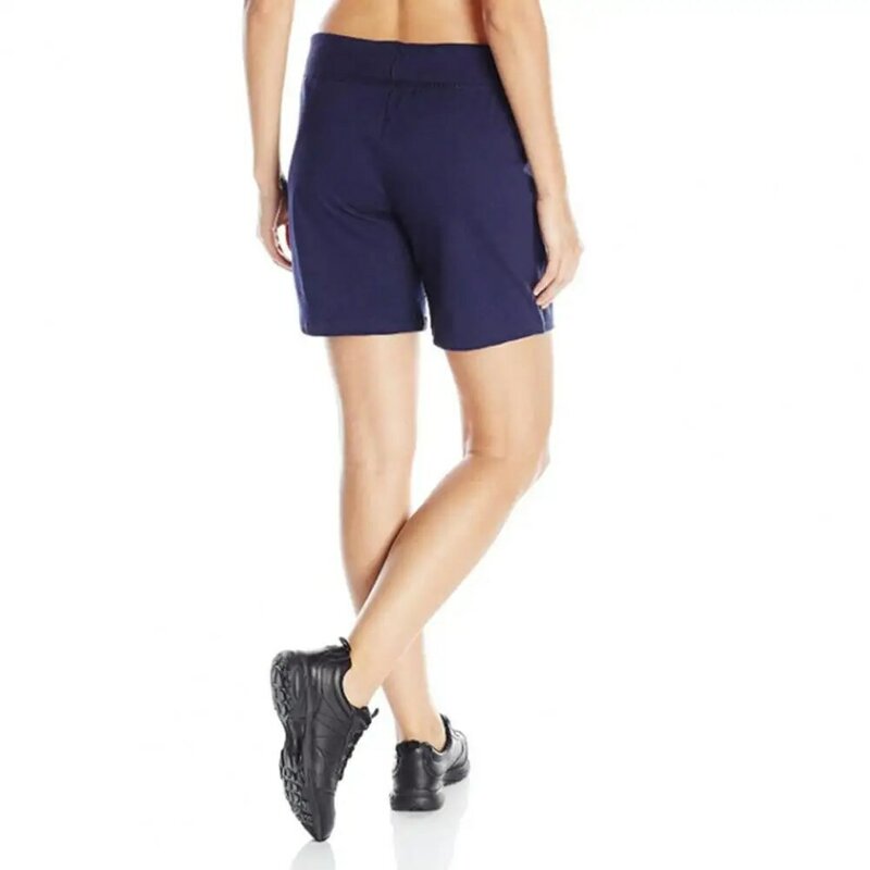 Celana pendek wanita, celana pendek musim panas modis dengan tali pinggang kantong samping ramping cocok untuk Yoga Jogging Gym