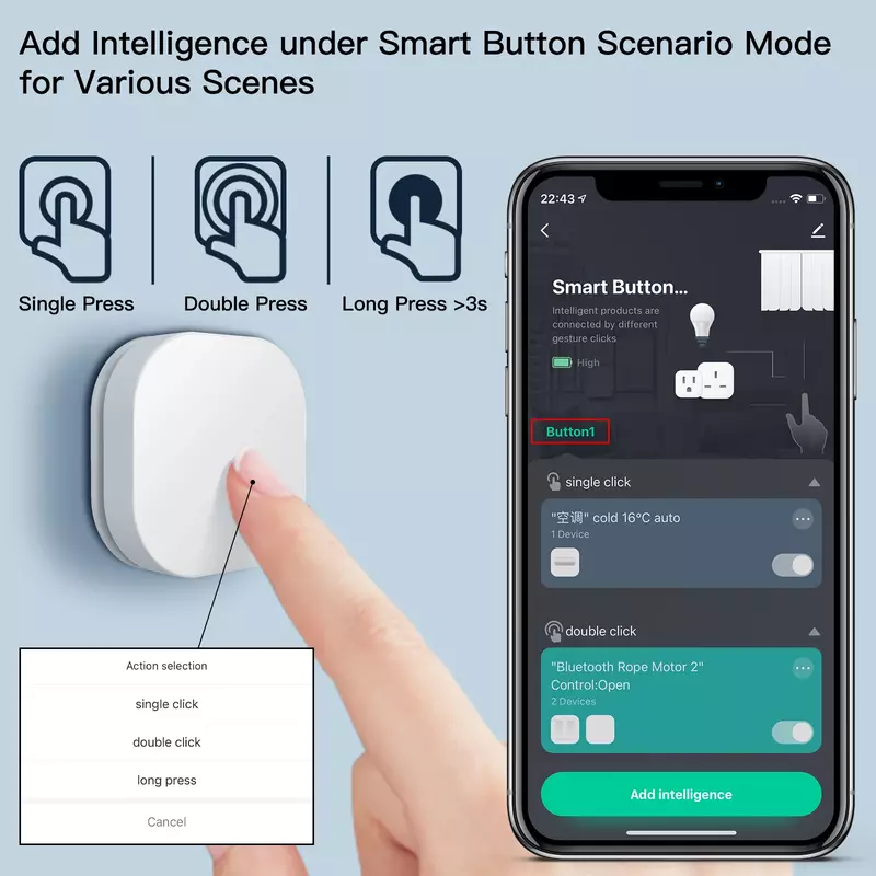 Tuya ZigBee Smart Key Switch telecomando senza fili Controller chiave collegamento multi-scena Smart Switch automazione alimentata a batteria