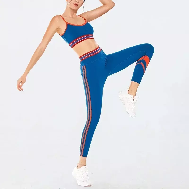 Calças de Yoga de cintura alta para mulheres, Hip Lift, calças de fitness apertadas, senso de exercício, LO Goddess Design, sutiã de 2 peças