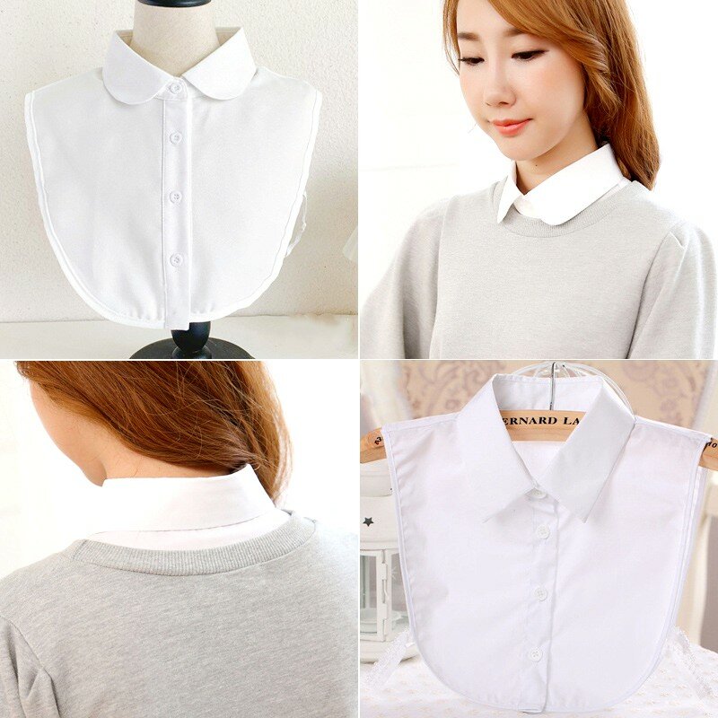 Cuello falso de algodón para mujer, decoración de blusa, camisa desmontable, suéter, solapa, Top, accesorios de ropa, 1 unidad