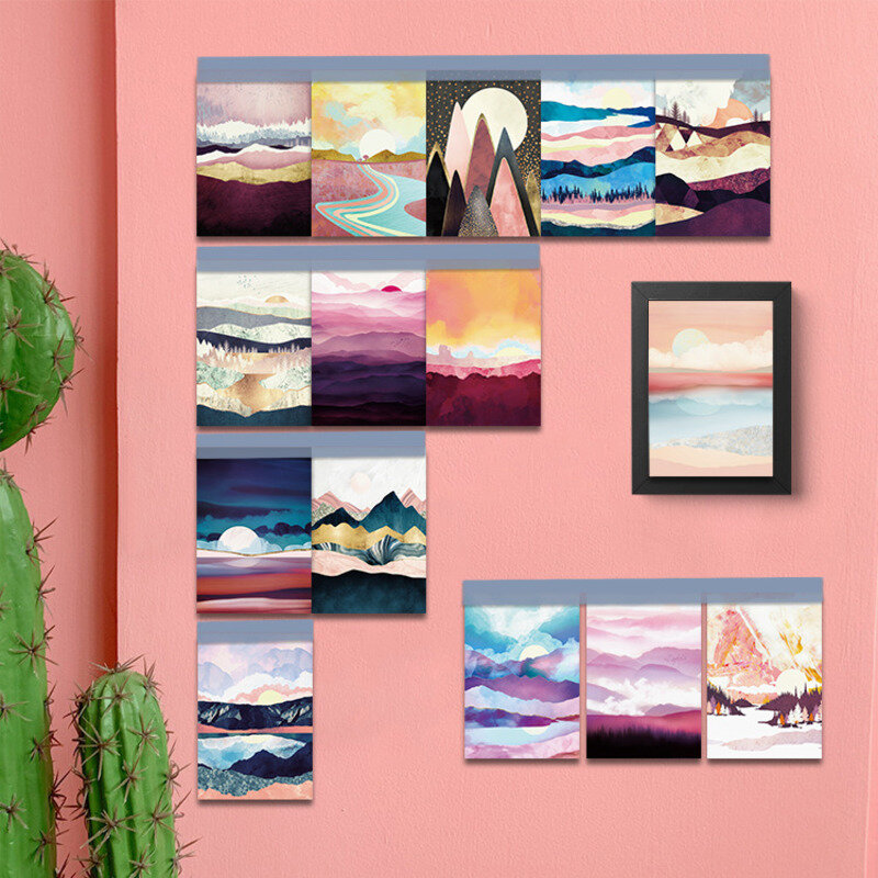 Ins montanha rio paisagem arte postais criativo colorido decoratiove cartão quarto fundo da parede adesivo foto adereços 15 folhas