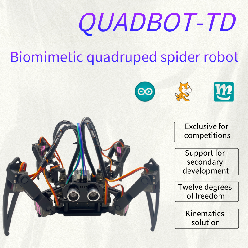 QuadBot-TD 3DOF квадрупед биометрический паук программируемый робот с поддержкой Arduino Bluetooth пульт дистанционного управления сборка DIY Kit STEM
