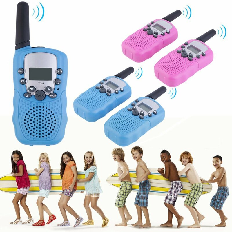 2 pçs Rt-388 walkie talkie 0.5w 22ch rádio em dois sentidos para crianças presente ao ar livre indoor simples usar fonte de alimentação da bateria