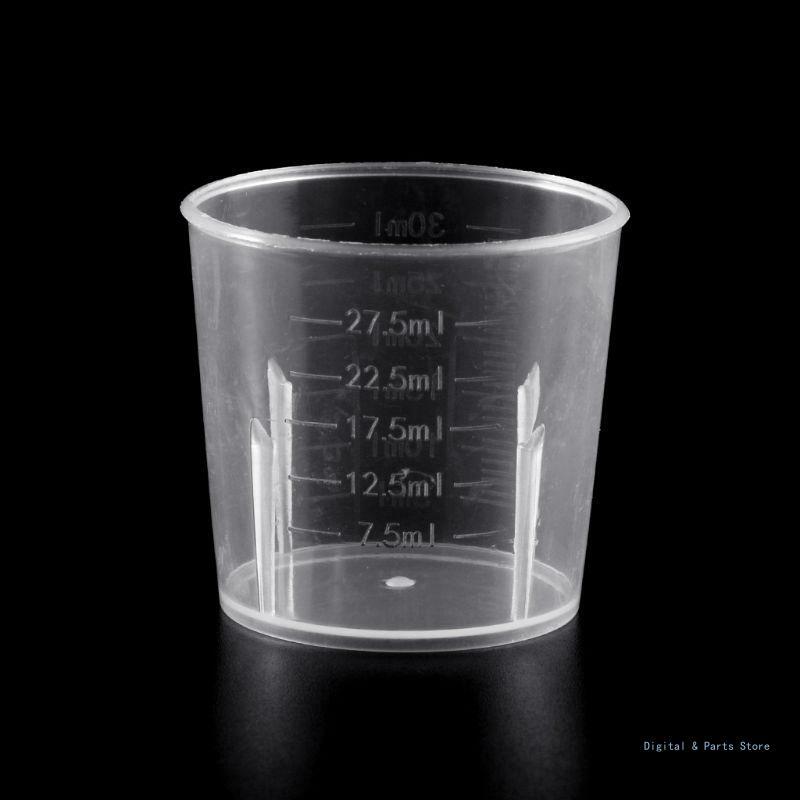 M17F 10 개/갑 30ml 플라스틱 혼합 컵 페인트 에폭시 수지 측정에 재사용 가능