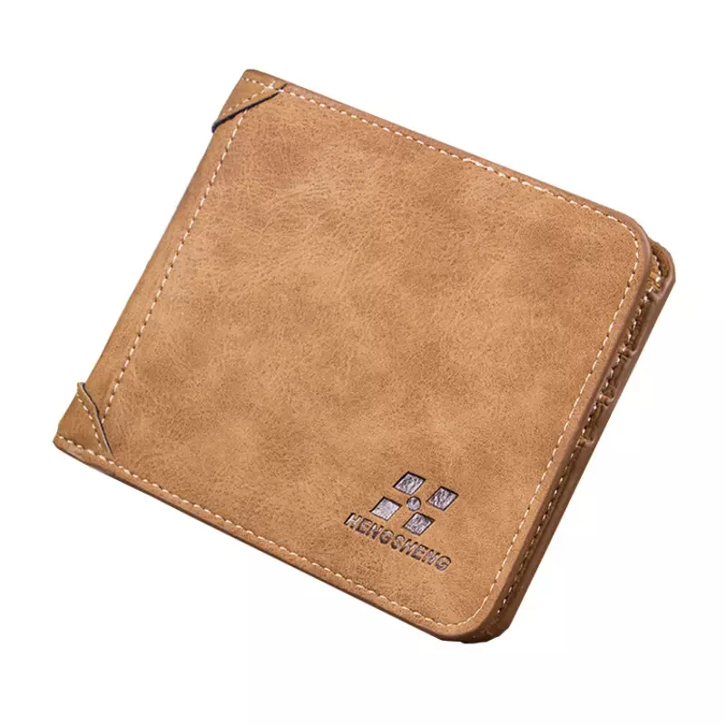 Men's Two Fold European and American Retro Wallets: Thin Fashion Casual Nubuck Leather with Horizontal and Vertical Style
