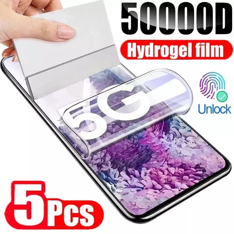 5-teiliger Hydro gel film für Samsung S21 S23 S22 Ultra S24 S8 S9 S10 plus S21Fe Displays chutz folie für Galaxy Note 20 Ultra 10 Plus S10E