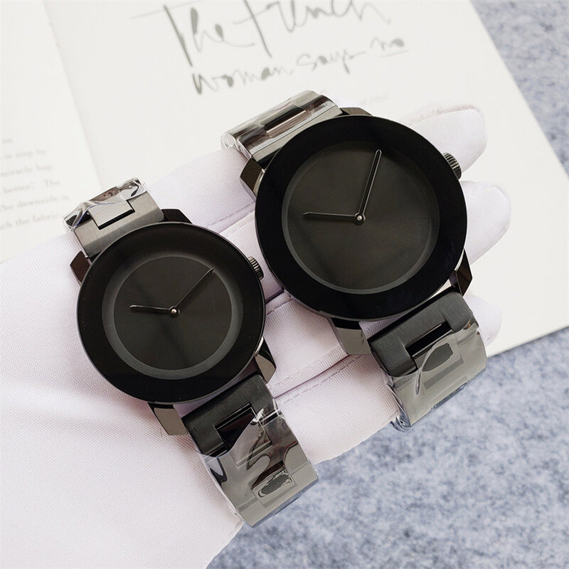 Jam tangan merek jam tangan klasik Pria Wanita Pasangan kekasih baja nirkarat gelang logam jam kuarsa Mv12