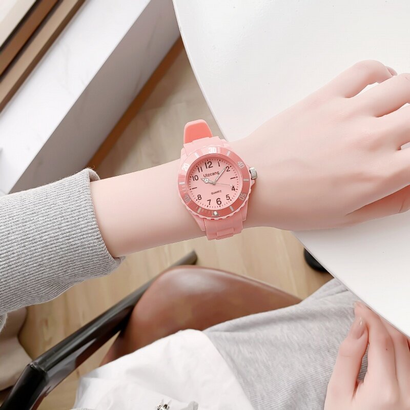 Children's Watch Girls' and Boys' Primary School Students Waterproof  Fall Macaron Small Fresh Sports Jelly Candy Color