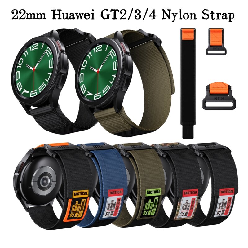 Nylon Easy Fit Strap para Huawei Watch, Pulseira para Huawei GT 2, 3, 46mm, Watch3, GT2 Pro, GT2e, Magic2, Pulseira Universal, 22mm