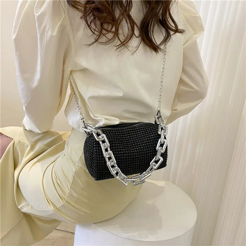 Mini bolso de mano con cadena de diamantes para mujer, bolso de hombro clásico versátil, edición coreana, compras de viaje, alta calidad, nuevo