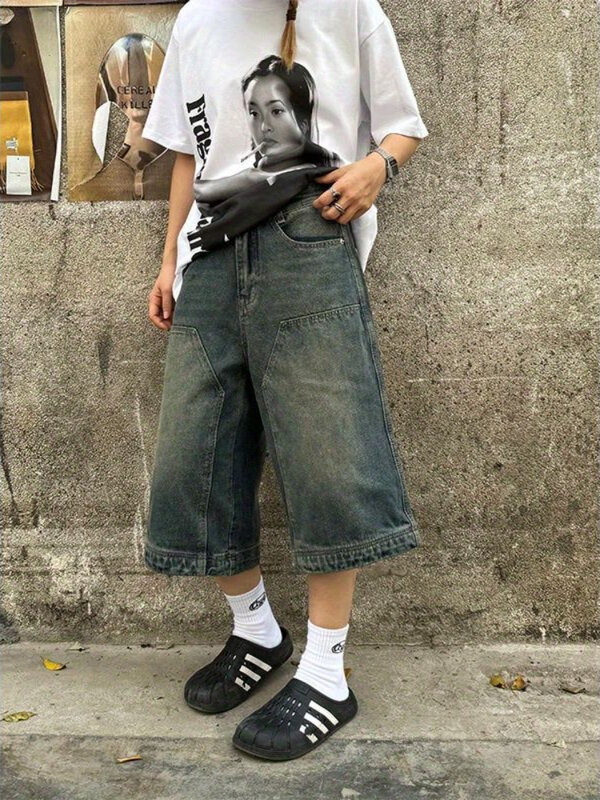 ADAgirl spodenki jeansowe damskie Y2k Vintage luźne dżinsy krótkie koreański styl letnie modne spodnie Harajuku japońskie spodnie w stylu Streetwear