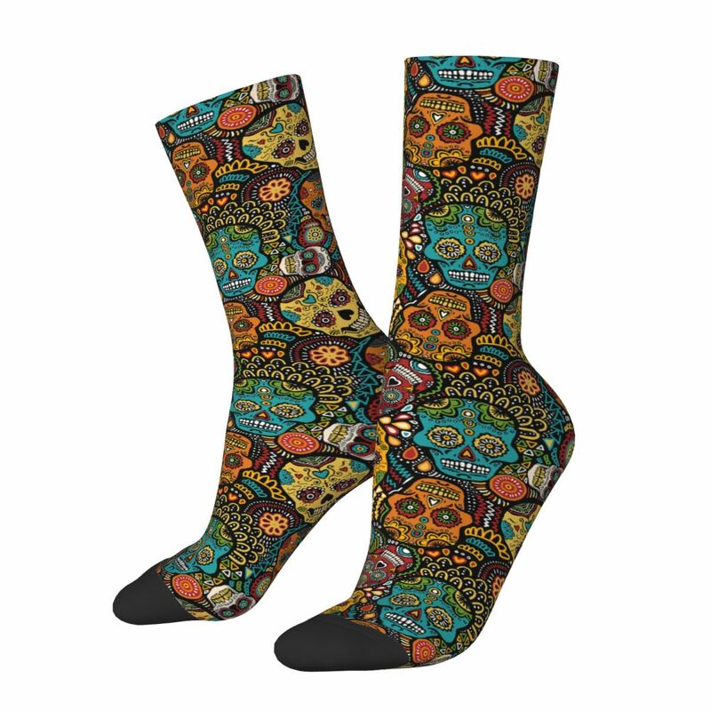 Sugar Skull Socks Men Women Polyester Casual Mexican Socks Novelty Spring Summer Autumn Winter Middle Tube Socks Gift