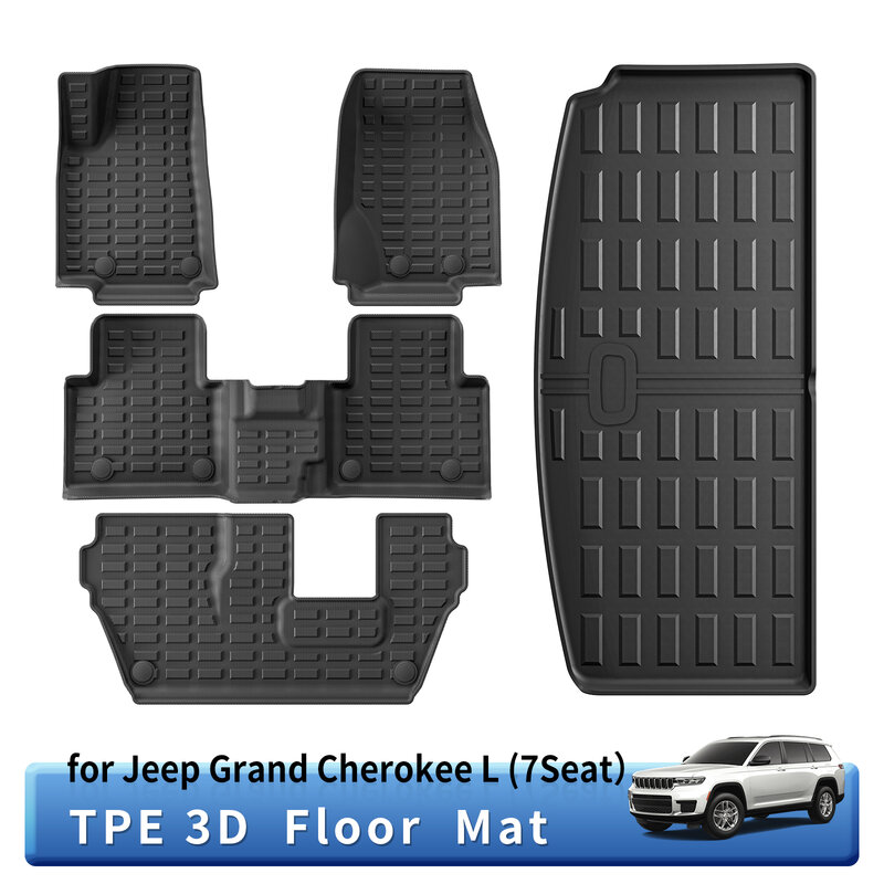 Dla Jeep Grand Cherokee L 7 fotel 2021 2022 2023 2024 TPE 3D dywaniki samochodowe mata do wyłożenia podłogi bagażnika podkładka pod oparcie bagażnika lewostronne