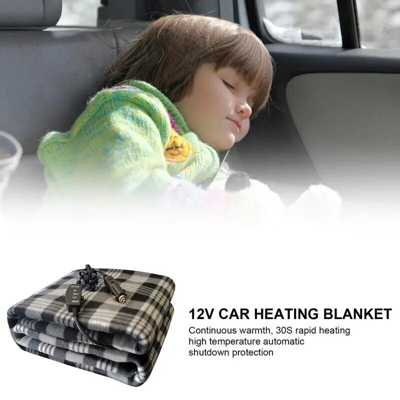 Cobertor de viagem aquecido portátil para carro, Cobertor de acampamento lavável, Lance ao ar livre para caminhão SUV, 12 volts