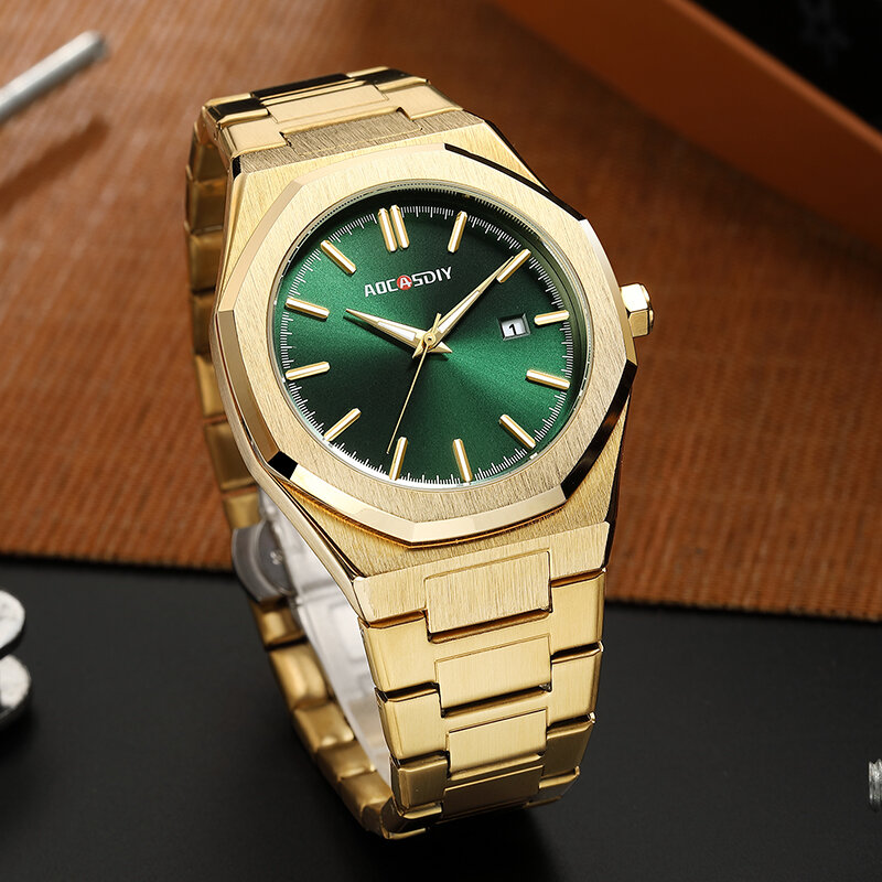 AOCASDIY-Montre-bracelet d'affaires de luxe pour hommes, étanche, Shoous Date, montres carrées pour hommes, horloge en alliage, montre à quartz