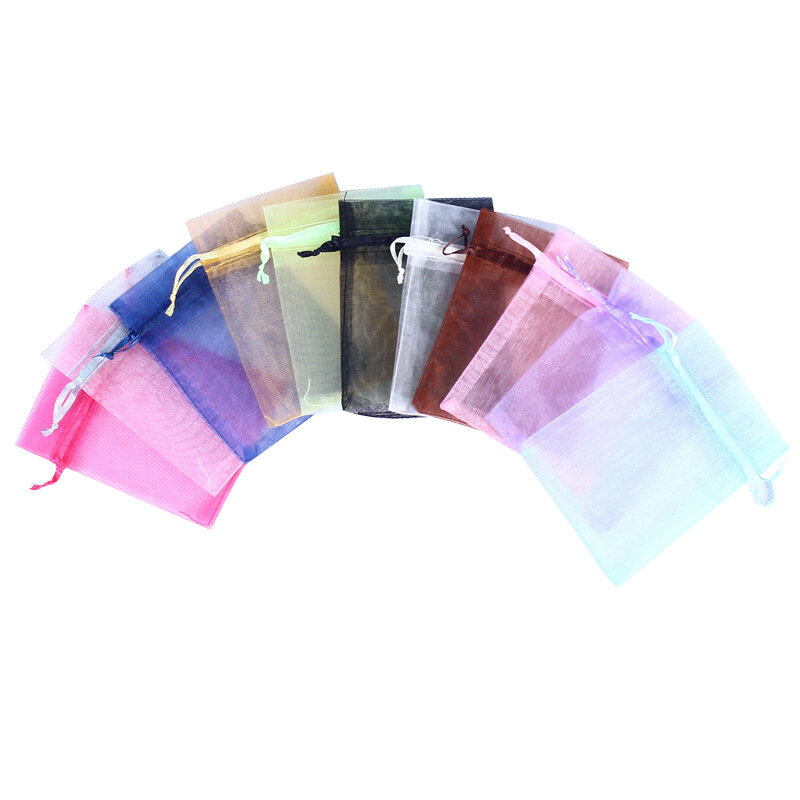 10 Stück 24 Farben Schmuck Verpackung Tasche 12*10cm Organza Tasche Geschenk Aufbewahrung Hochzeit Kordel zug Tasche