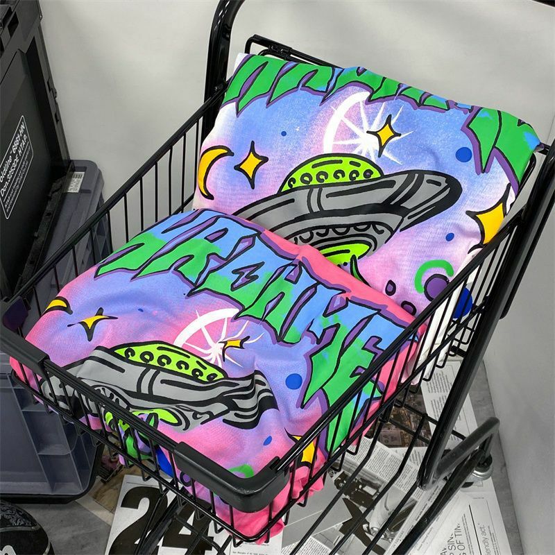 American UFO print t shirt for men and women 2023 new summer ins trend loose hip-hop oversize versatile couple t-shirt y2k tops