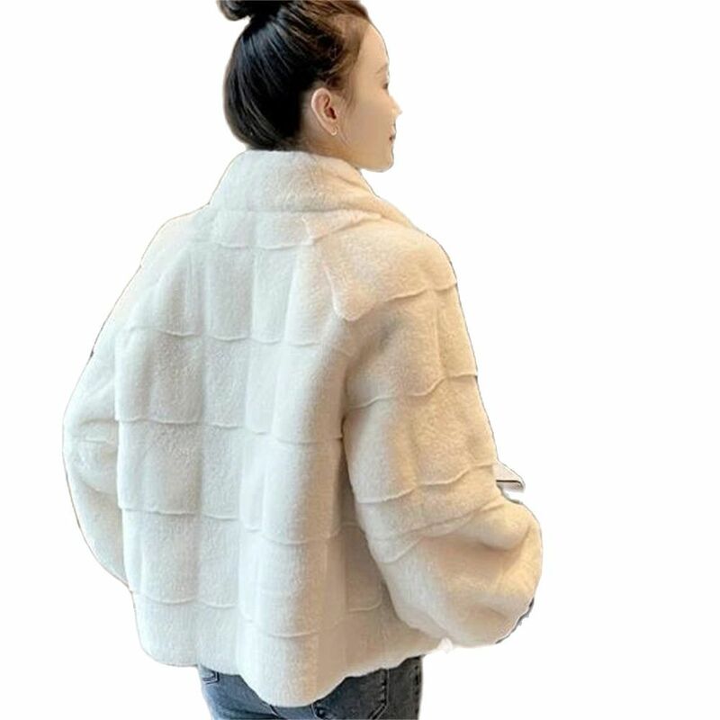 여성용 따뜻한 플러시 재킷, 2024 인조 모피 코트, 여성용 겨울 인조 모피 재킷, 여성용 시뮬레이션 천연 밍크 모피 코트