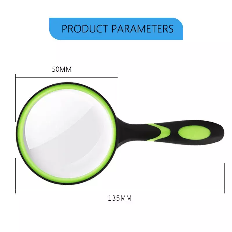 10X Magnifying Glass For Kids Seniors Handheld Reading Magnifier 50mm Magnifying Lens For Reading Science Nature Exploration