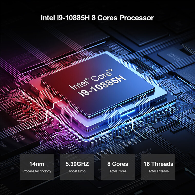 Мини-ПК для игр, Intel i9 10885H 8 ядер, Nvidia GTX1650, 4G, Windows 11
