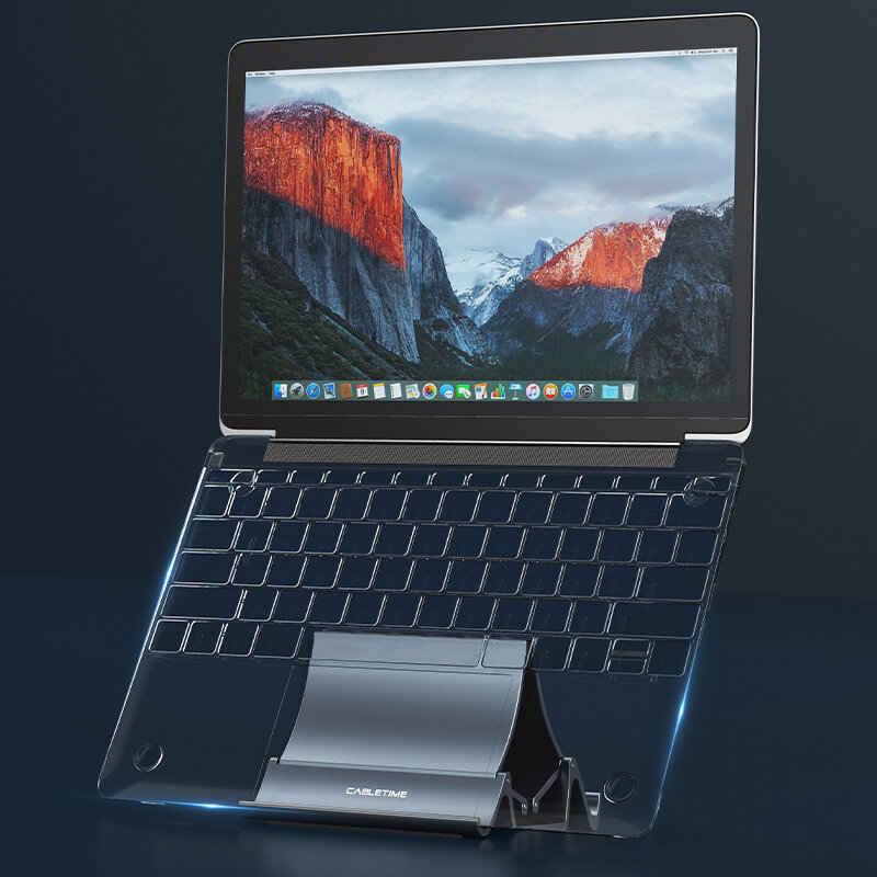 CABLETIME Vertikal Laptop Berdiri Disipasi Panas Non-slip Silikon Pemegang Gravitasi untuk MacBook Permukaan iPad Tablet Berdiri C418