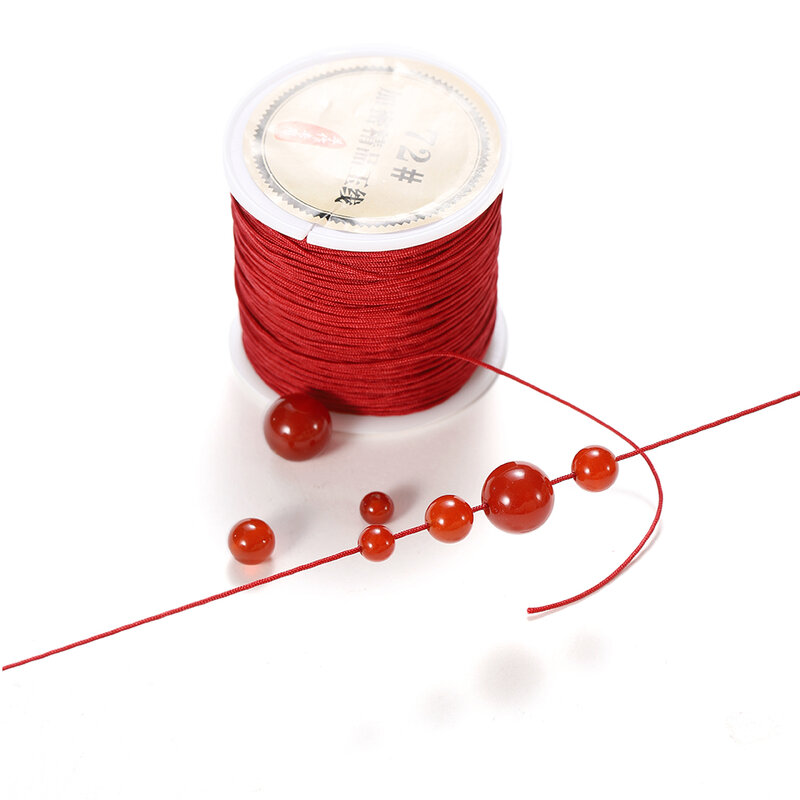 Cordón de hilo de nailon para fabricación de joyas, pulsera de nudo chino, cuerda trenzada para bricolaje, borla, abalorios, cuerda Shamballa, 10/50M, 0,8mm