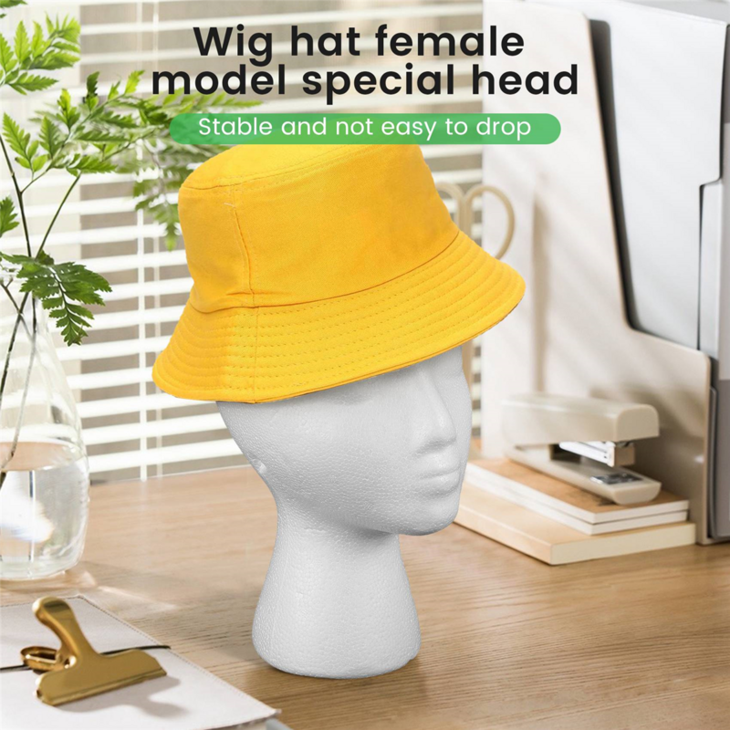 Présentoir de tête de mannequin en mousse blanche, porte-perruque, chapeau, casquette