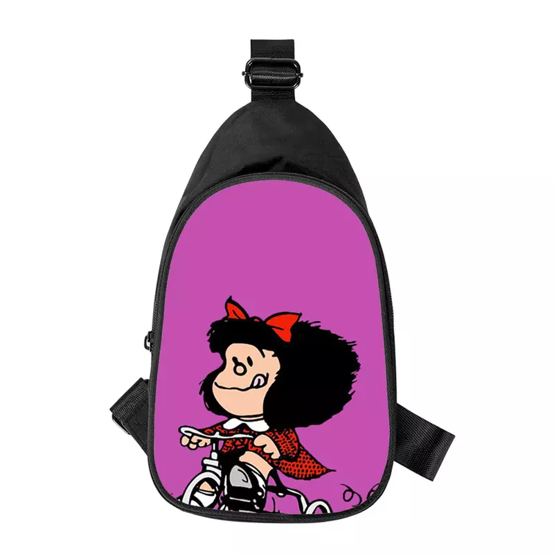 Mafalda 3D 프린트 남성용 크로스 체스트 백, 대각선 숄더백, 남편 학교 허리 팩, 남성 가슴 팩, 귀여운 만화, 신상