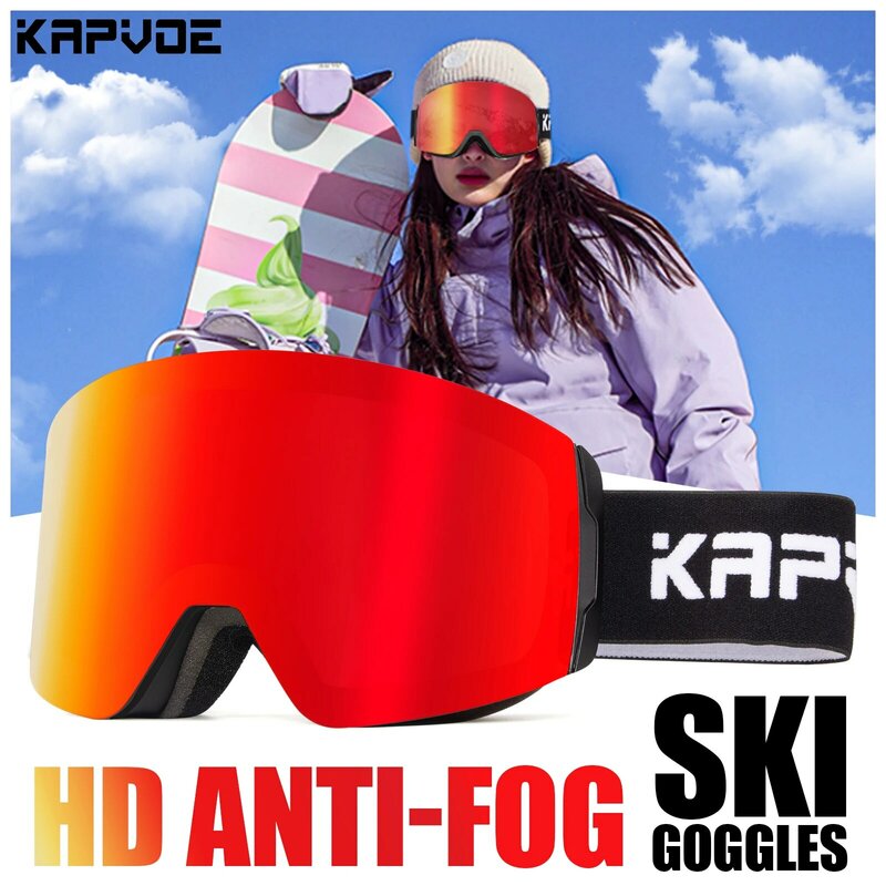 Kapvoe-Gafas de esquí de doble capa, lentes antivaho, UV400, para Snowboard, nieve, moto de nieve, deportes al aire libre, esquí