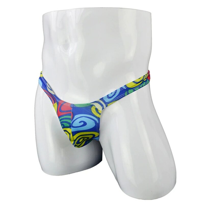 T-back thongs homens sexy bulge bolsa briefs impresso underwear baixo aumento udnerpants bikini calcinha gay floral g-string