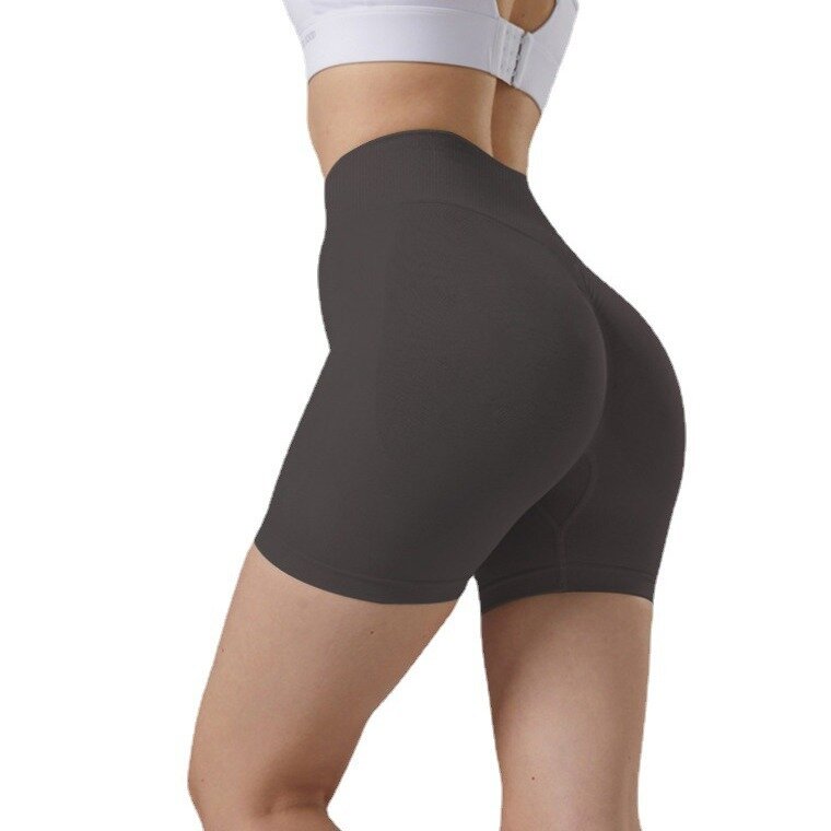 กางเกงโยคะเอวสูงสำหรับผู้หญิงกางเกงฟิตเนสยกสะโพกสีพีชสำหรับวิ่งกลางแจ้ง