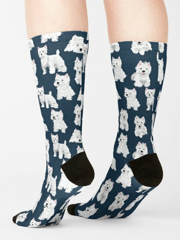 Westie-calcetines divertidos de anime para hombre y mujer, medias sueltas