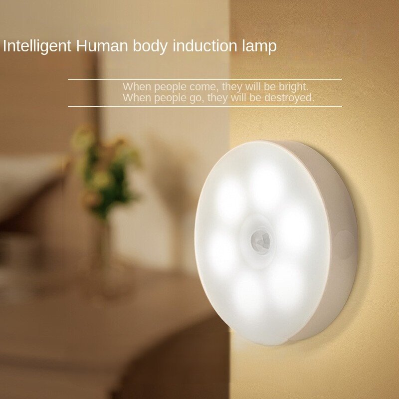 Motion Sensor LED Night Light USB Rechargeable Night Lamp For Kitchen Cabinet Wardrobe Lamp Staircase Wireless Closet Light
