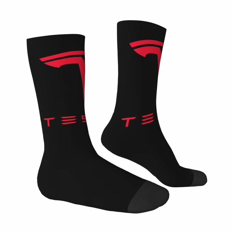 Tesla czerwone Logo tematyczny Design mężczyźni kobiety skarpetki wiatroszczelna nowość wiosna lato jesień zima pończochy prezent