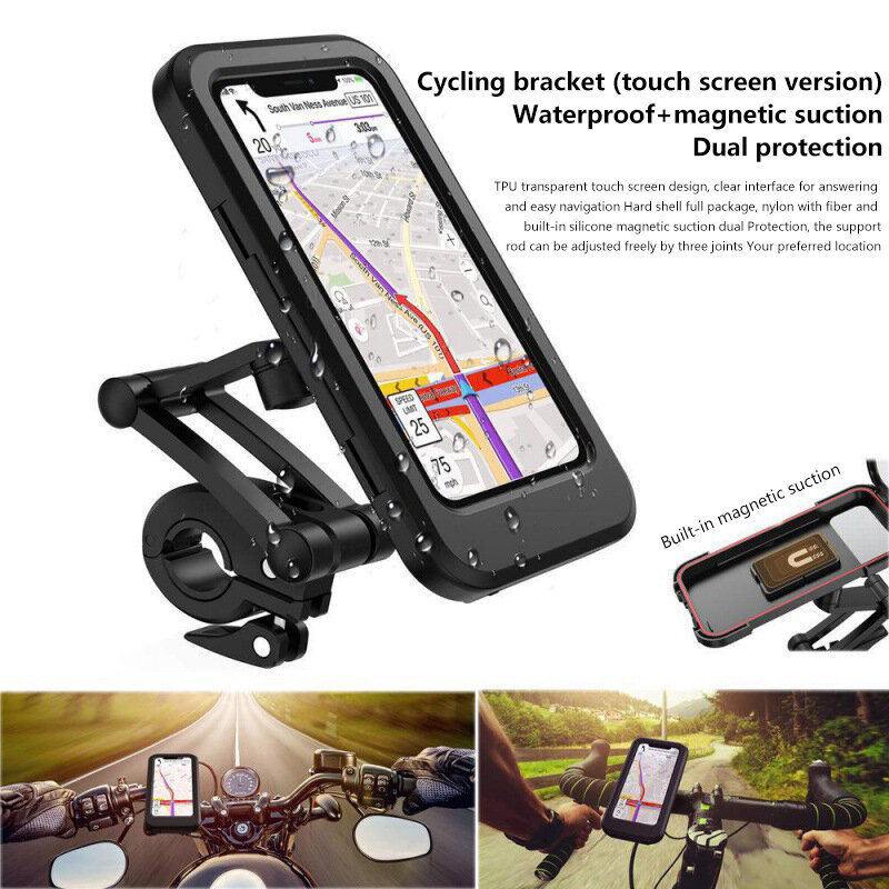 Pemegang ponsel sepeda, dudukan ponsel sepeda motor tahan air mendukung Universal sepeda GPS 360 ° putar dapat disesuaikan untuk sepeda motor