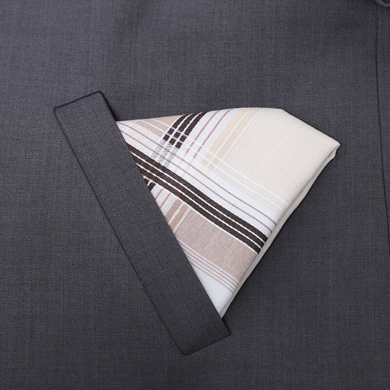 652F 12pcs Portable 40x40cm Stripe Pattern Handkerchief for Male Gentleman Polyester Handkerchief Printed Groom Handkerchief