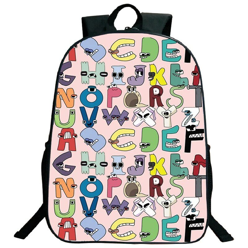 School Bags for Boys Girls Backpack Alphabet Lore Print Children Protection Light Big Capacity Cartoon Waterproof Kids Backpack