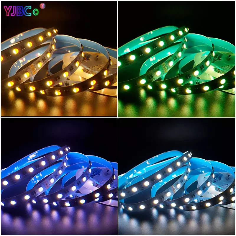 Bande lumineuse LED flexible à haute luminosité, SMD5050, RGBW, RGBWW, 60, 84, 96LED, m, DC 12V, 24V, IP30, 65, IP67, 4 couleurs en 1