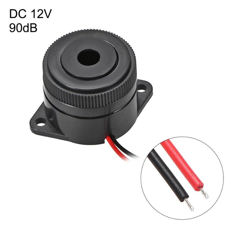 Active Electronic Buzzer, Continuous High Decibel Alarm Sound, DC 12V Power Supply, 34mm Mounting Hole Spacing, ABS Material