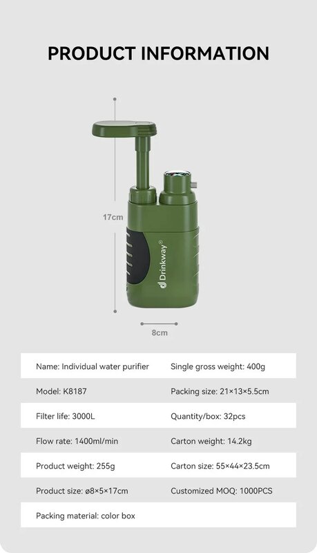 Новый ручной насос для кемпинга на природе, инструмент для выживания, портативный индивидуальный очиститель воды, походная питьевая вода