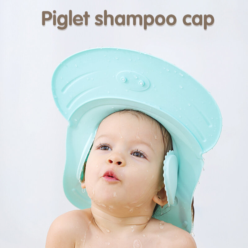 Topi Mandi Bayi Silikon Dapat Disesuaikan Topi Visor Mandi Anak Pelindung Telinga Mata Pelindung Mencuci Rambut untuk Anak Topi Tahan Air