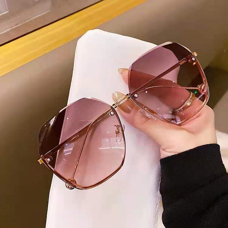 Round Sunglasses Women Brand Designer Gradient Fashion Sun Glasses Female Rimless Metal  Oculos De Sol luxury designer