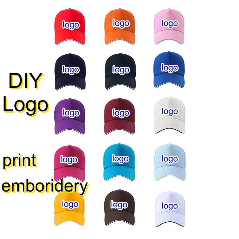 Topi bisbol Logo kustom depan belakang dan kedua sisi topi olahraga katun dicetak sesuai pesanan topi ayah yang dapat disesuaikan