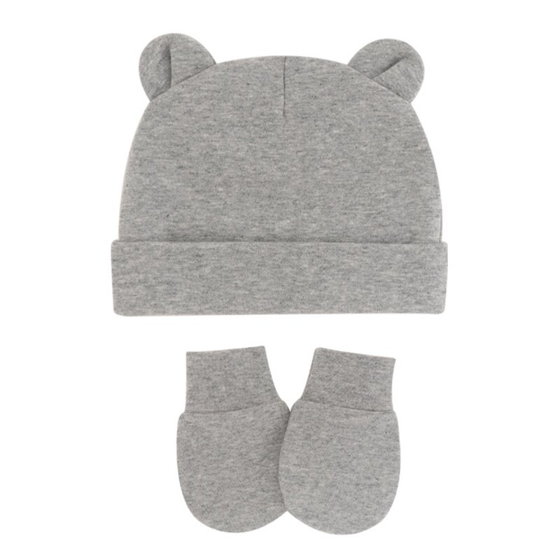 Шапочка для новорожденных с перчатками, хлопковая детская шапочка в подарок для девочек и мальчиков, G99C