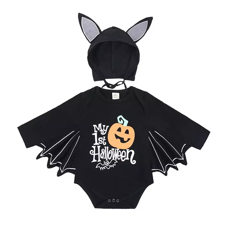 Pierwszy kostium na Halloween czarny nietoperz kombinezon niemowlęcy chłopcy chłopcy Purim Party karnawał przebranie Cosplay do noszenia jako długie lub krótkie