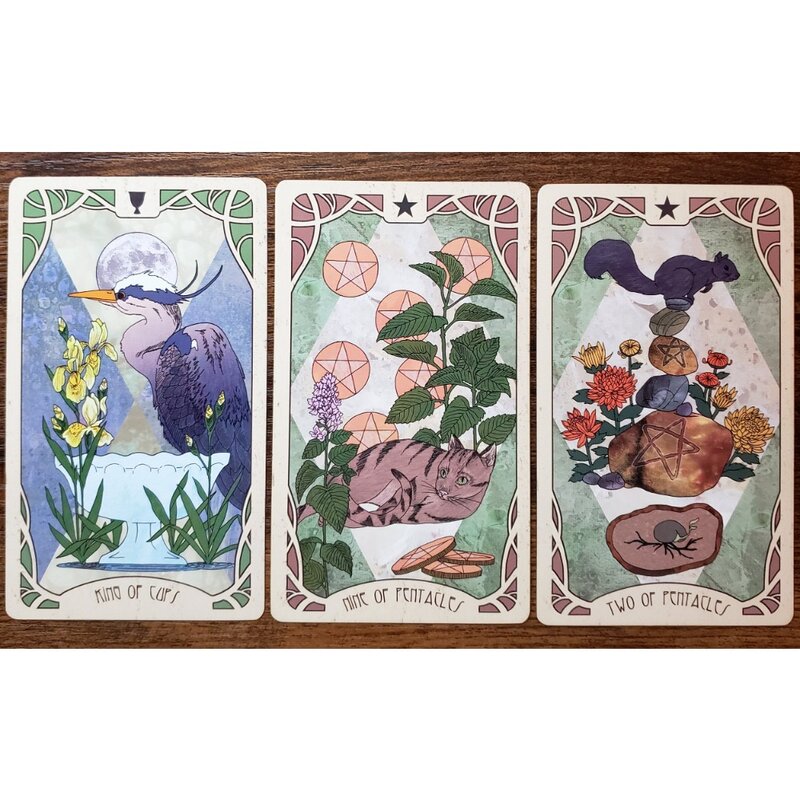 Kartu Tarot anak perempuan Forager 78 unik dengan gambar yang menampilkan motif dan benda kecil yang ditemukan dalam Flora 10.3*6cm