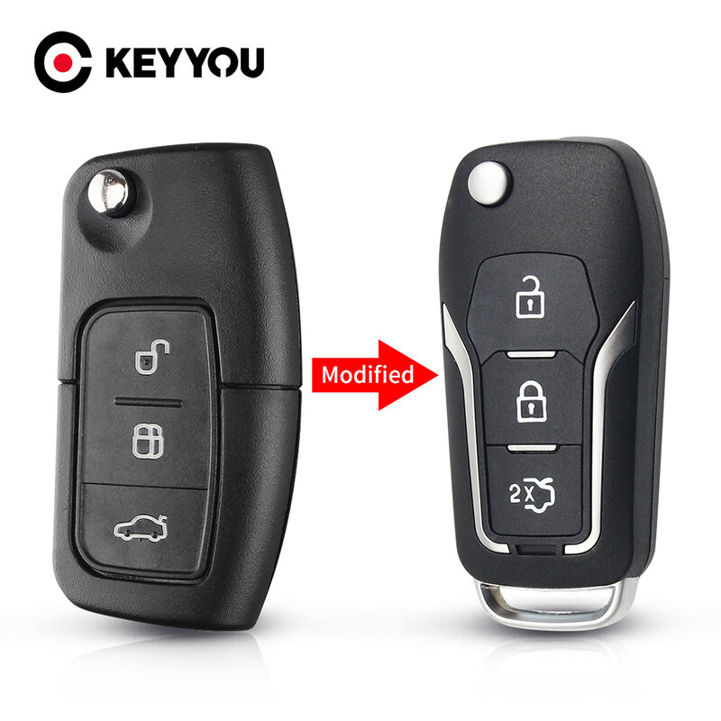 Складной пульт дистанционного управления KEYYOU, 3 кнопки, для Ford Focus 2, 3, mondeo, Fiesta C Max, S Max, Galaxy, Mondeo Key